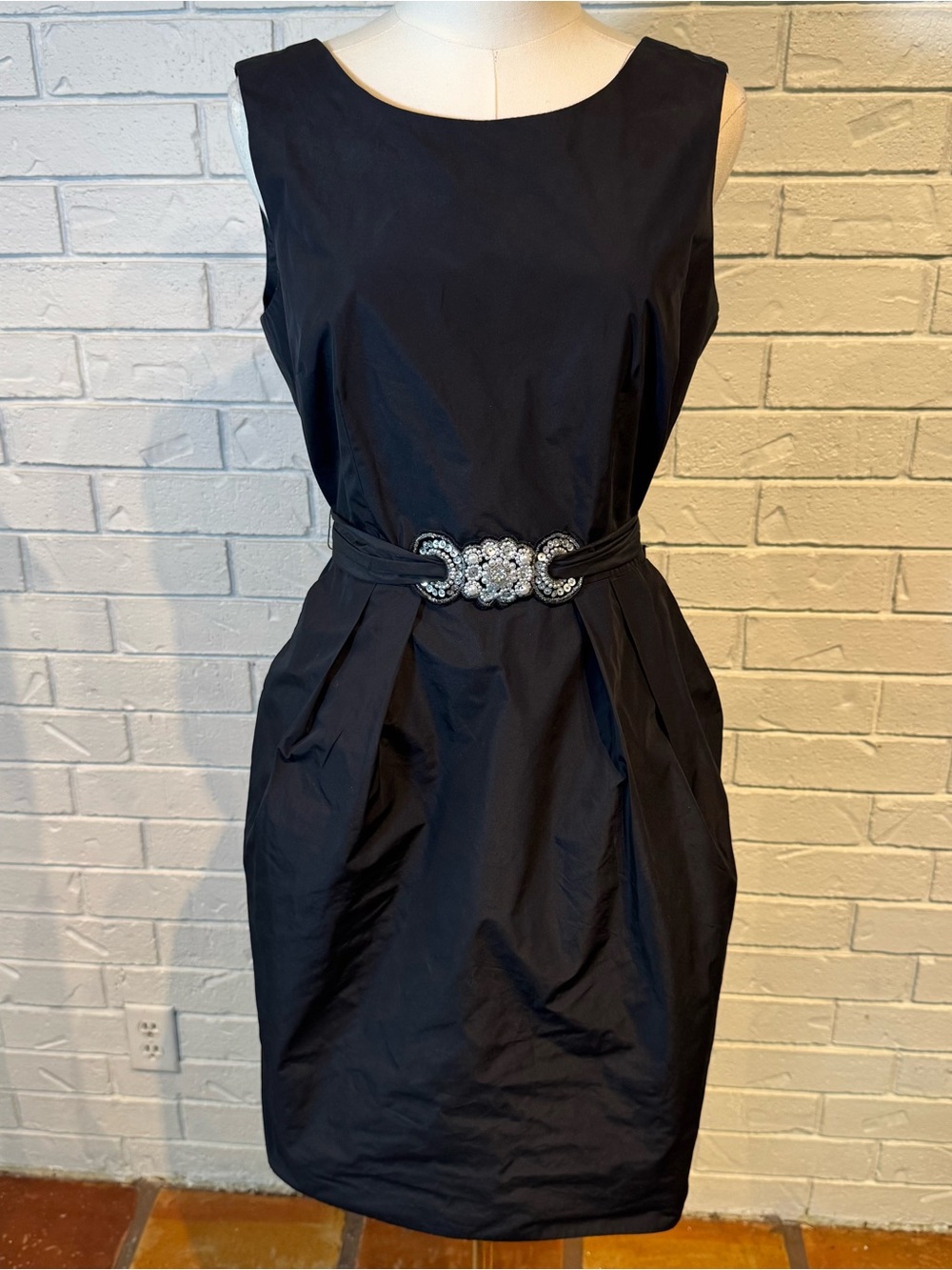 Vintage 90s y2k Alex Evenings Taffeta  Black Sleeveless Cocktail Dress Womens 10